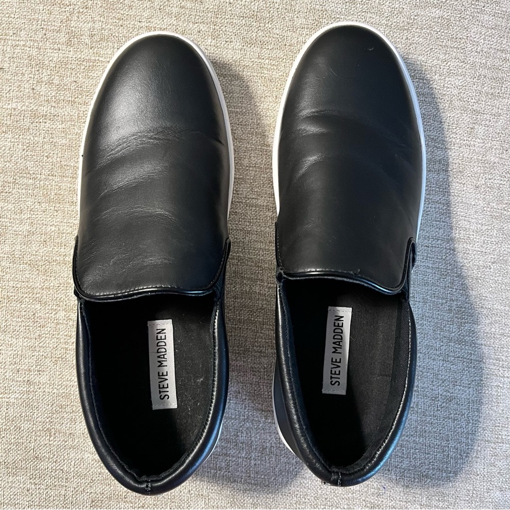 Steve Madden Gills Women 9M Comfort Shoes Leather Slip On Platform Sneakers.NEW